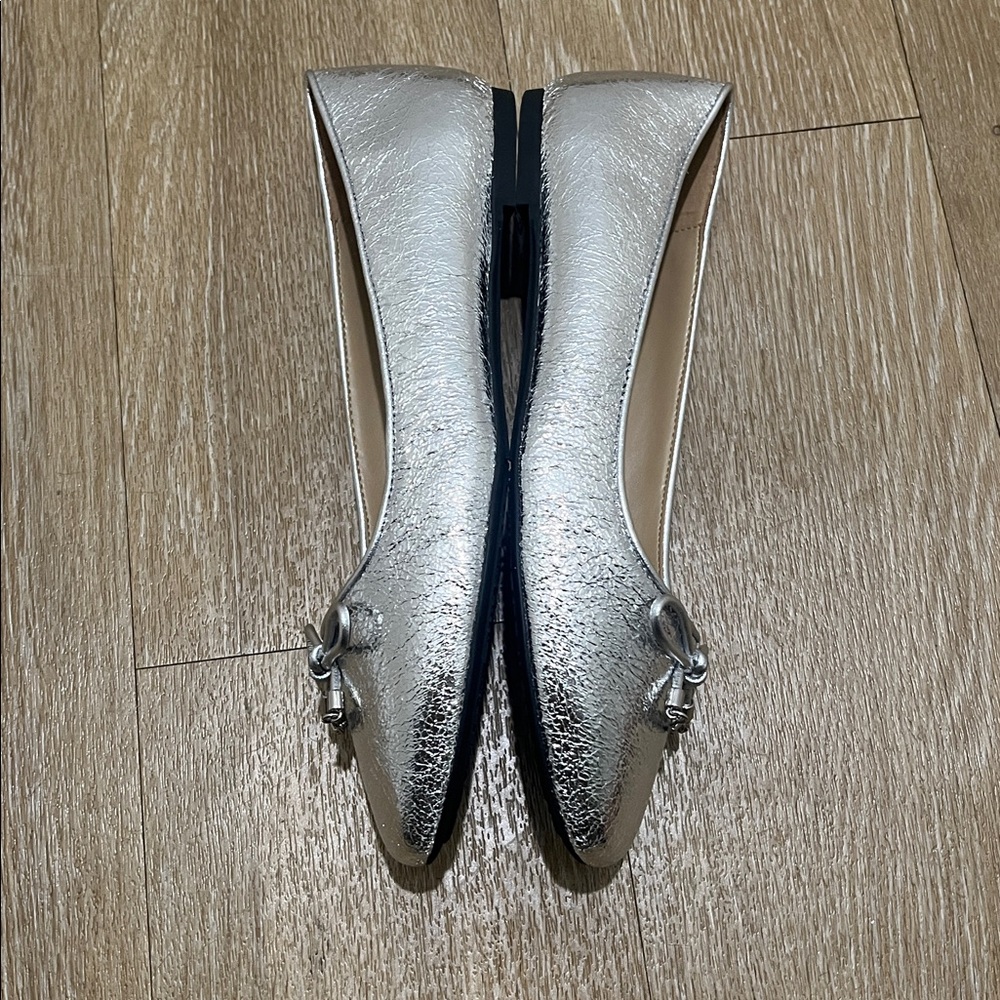 Michael Kors Nori Flex Silver Metallic Square Toe Ballet Flat New size 8.5 - Picture 10 of 13
